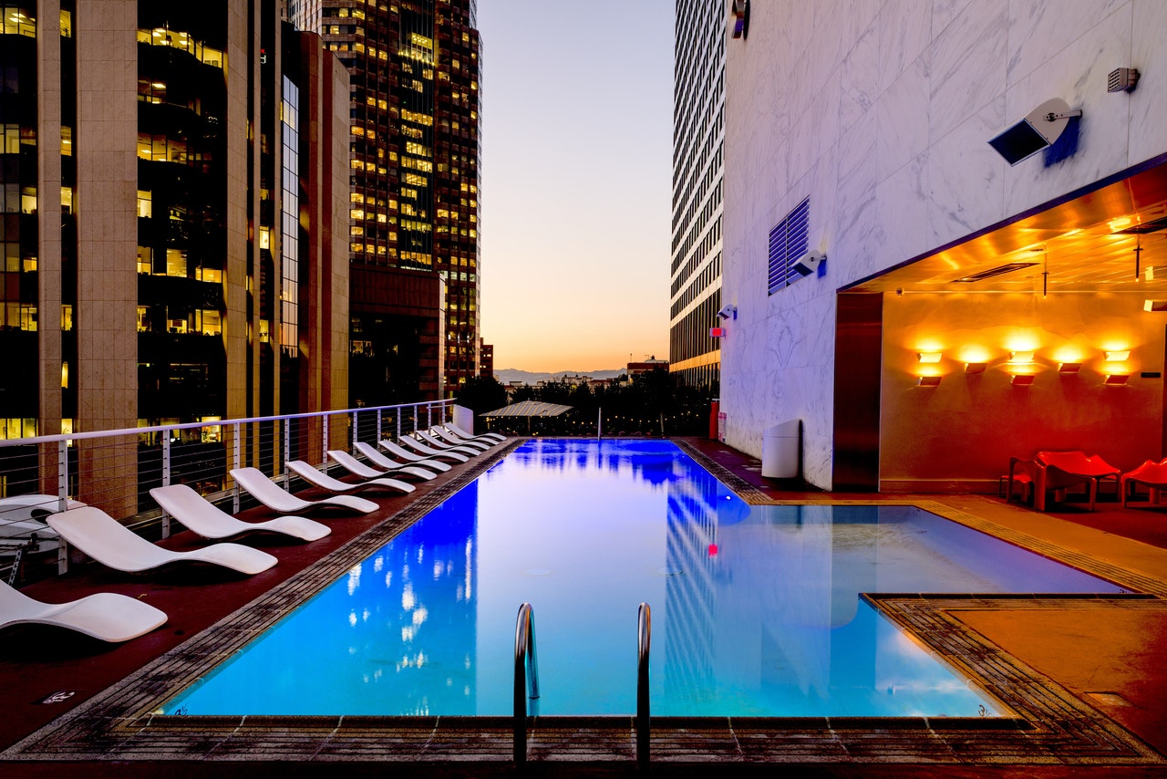 poolside at an upscale hotel